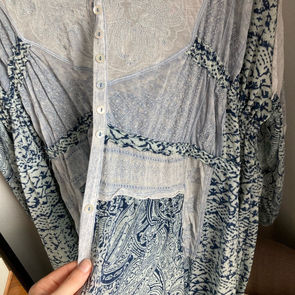 Free People Oh My Mix Print Long Sleeve Maxi Dress M - Picture 5 of 14